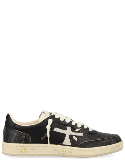 Premiata Round-toe Lace-up Sneakers In Black