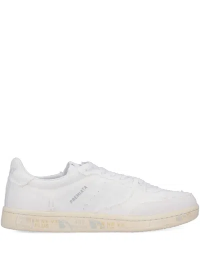 PREMIATA BSKT CLAYD FRAYED-DETAIL SNEAKERS