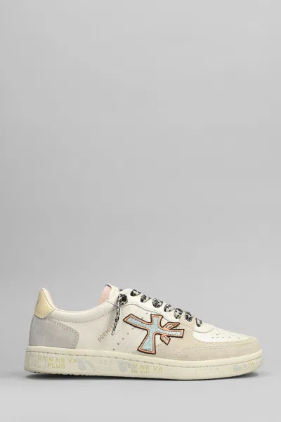 Premiata Bskt Clayd Sneakers In Beige Leather In Sand