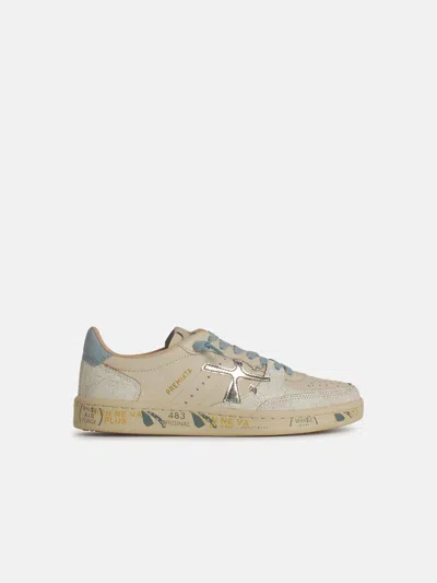 Premiata 'bsktclad' Cream Leather Sneakers In White