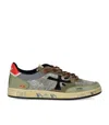 Premiata Suede Sneakers With Perforated Design And Contrast Tab In Multi