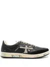 Premiata Casual Sneakers With Contrast Sole And Perforated Detailing In Black