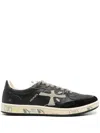 Premiata Casual Sneakers With Contrast Sole And Perforated Detailing In Black