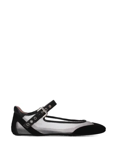 Premiata Buckle Ballet Flats In Black