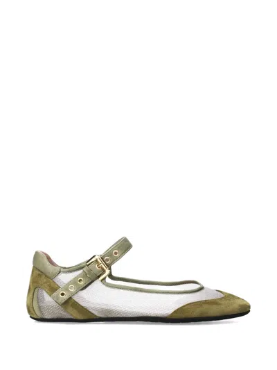 Premiata Buckle Ballet Flats In Green