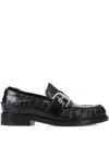 Premiata Buckle Croc-effect Loafers In Black