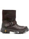 Premiata Camden Combat Boots In Brown Nubuck In Multi