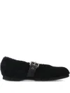 Premiata Buckle-fastening Shearling Ballet Flats In Black
