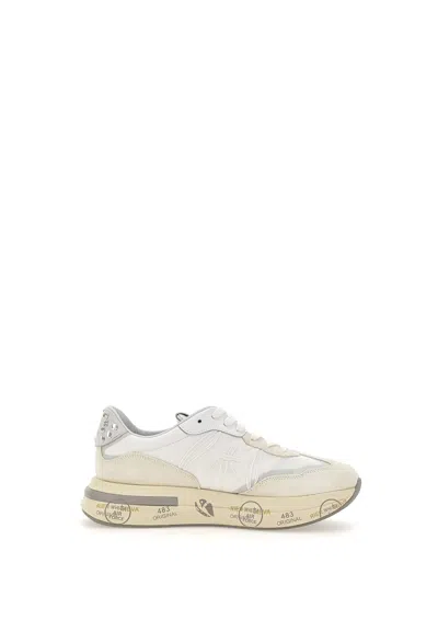 Premiata Cassie 6717 Leather And Fabric Sneakers In White