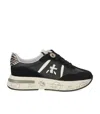 Premiata Leather And Suede Sneakers With Animalier Details In Black