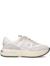 Premiata Luxe Mesh And Suede White Sneakers In Beige