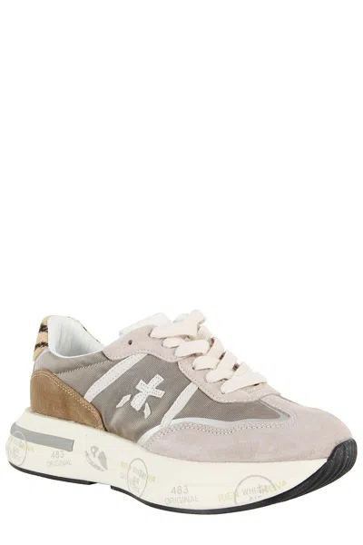 Premiata Cassie Low-top Sneakers With Pony Skin Reinforcement In Gray