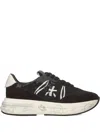 Premiata Low Top Leather Sneakers With Contrast Sole In Black