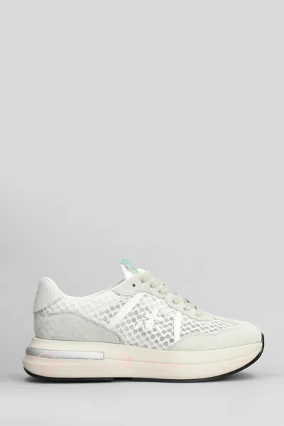 Premiata Cassie Sneakers In White Suede And Fabric