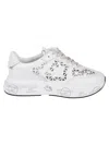 Premiata Cut-out Perforated Low Top Sneakers In White