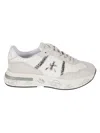 Premiata Leather And Suede Sneakers With Python Detailing In White