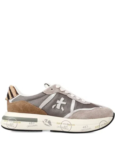 Premiata Cassie Sneakers In Beige Suede In Gray