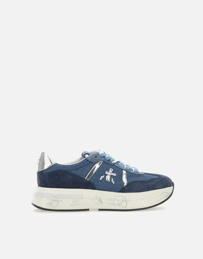 Premiata Cassie7388 Blue Retro Sneakers In Purple