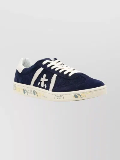 Premiata Casual Low Top Sneakers With Perforated Design In Blue