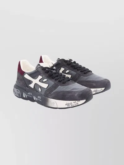 Premiata Casual Low Top Sneakers With Suede Accents In Gray