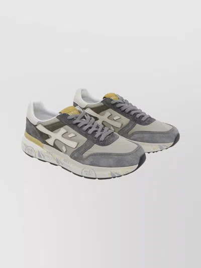 Premiata Casual Low Top Sneakers With Suede Accents In Gray