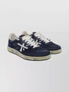 Premiata Casual Sneakers With Contrast Sole And Perforated Detailing In Blue