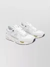 Premiata Casual Sneakers With Contrast Sole And Perforations In White