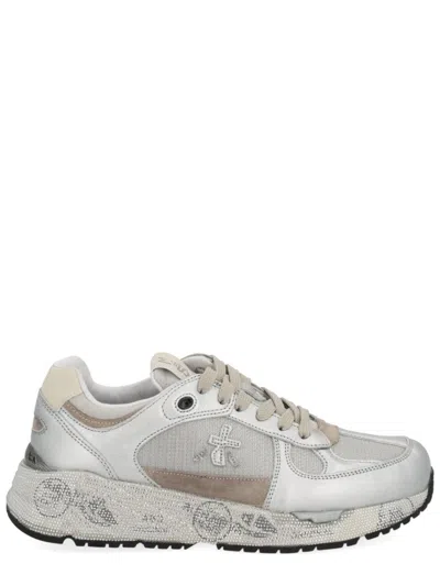 Premiata Chic Silver Sneakers With Textured Upper And Chunky Sole In Neutral