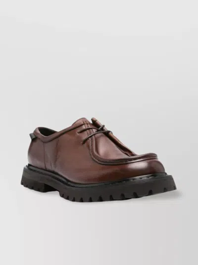 Premiata Chunky Sole Leather Lace-up Shoes In Brown