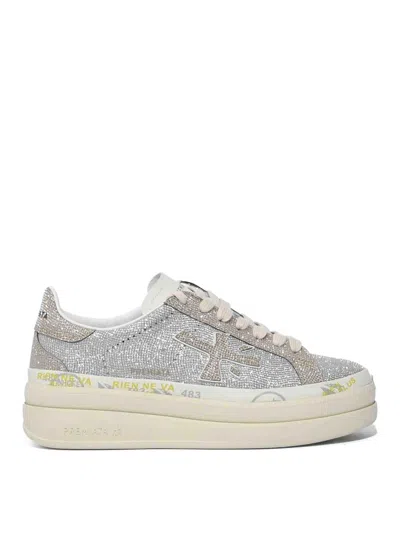 Premiata Claudia 8132 Sneakers With Rhinestones In Gray