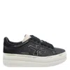Premiata Platform Sneakers With Glitter And Contrast Tab In Black