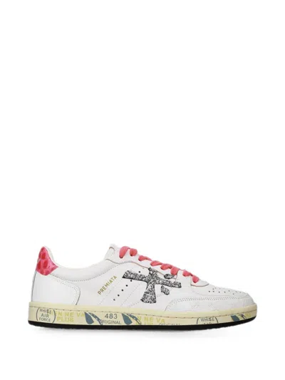 Premiata Clayd Glitter-embellished Sneakers In White