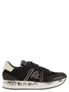 Premiata Moire Faux Leather Sneakers In Black