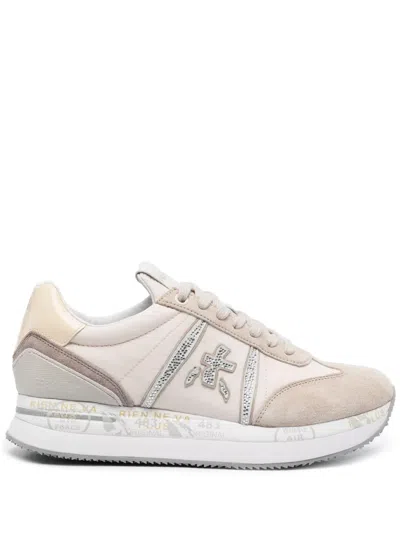 Premiata Logo Logo Low-top Sneakers In Beige