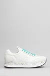 Premiata Conny Sneakers In White Suede And Fabric In White