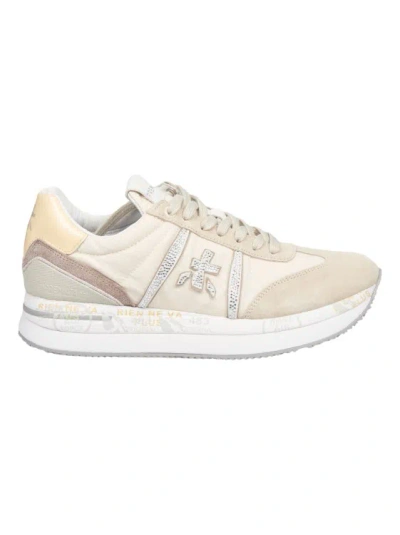 Premiata Conny Sneakers In Beige Suede And Fabric In Neutrals