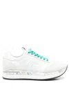 Premiata Conny Sneakers In White Suede And Fabric In White