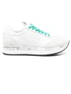 Premiata Conny Sneakers In White Suede And Fabric In White