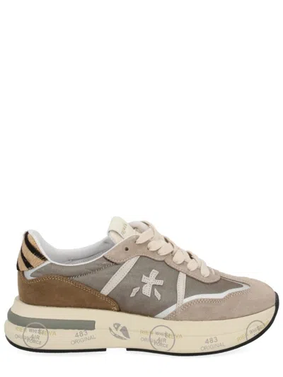 Premiata Contemporary Multicolour Sneakers With Zebra-striped Accents In Gray
