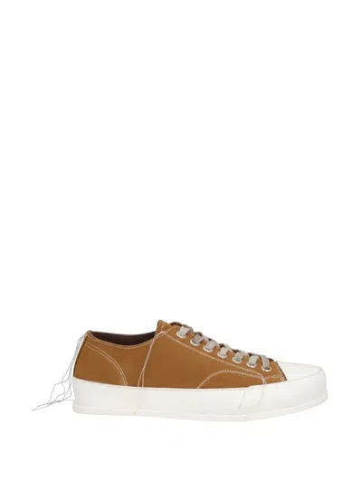 Premiata Contrast-stitched Loose-thread Sneakers In Gold