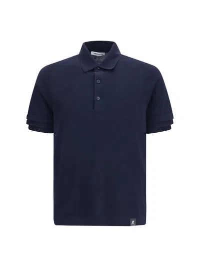 Premiata Cotton Ribbed-collar Polo Shirt In Blue