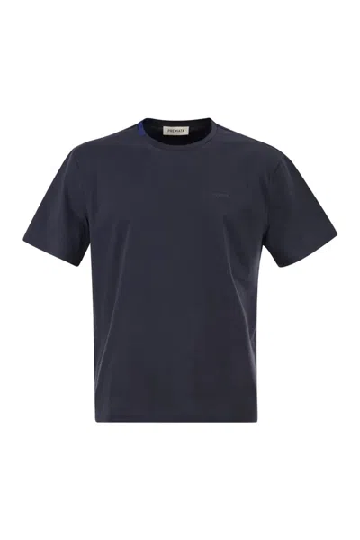 Premiata Cotton T-shirt With Technical Detail And Logo In Blue