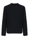 Premiata Crewneck Sweater With Long Sleeves And Textured Panels In Blue