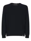 Premiata Ribbed Crewneck Cotton Sweater With Long Sleeves In Blue