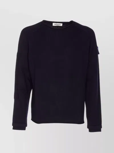 Premiata Crewneck Sweater With Long Sleeves And Ribbed Cuffs In Purple