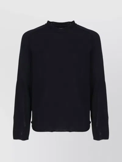 PREMIATA CREWNECK SWEATER WITH LONG SLEEVES AND TEXTURED PANELS