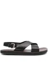 Premiata Crossover-strap Leather Sandals In Black