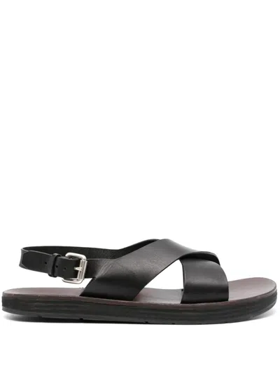 Premiata Crossover-strap Leather Sandals In Black