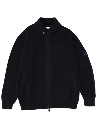 Premiata Dark Blue Knitted Mock Collar Jacket