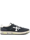 Premiata Navy Blue Low-top Sneakers With Distinctive Logo In Blue
